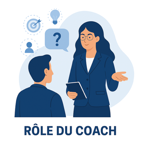 une coach professionnelle explique son rôle à un dirigeant d'entreprise placé face à elle
